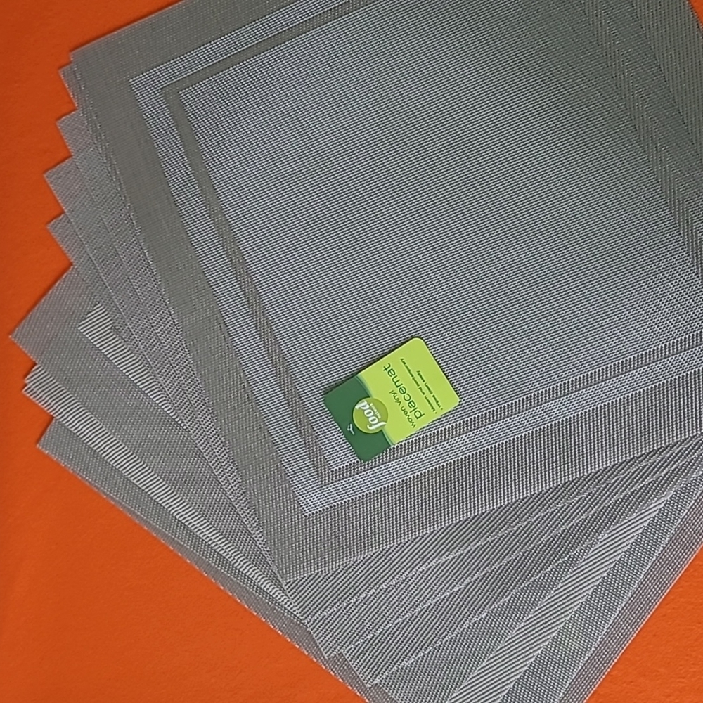 Food Network Square Taupe Woven Vinyl Placemats | NWT | Set of 10